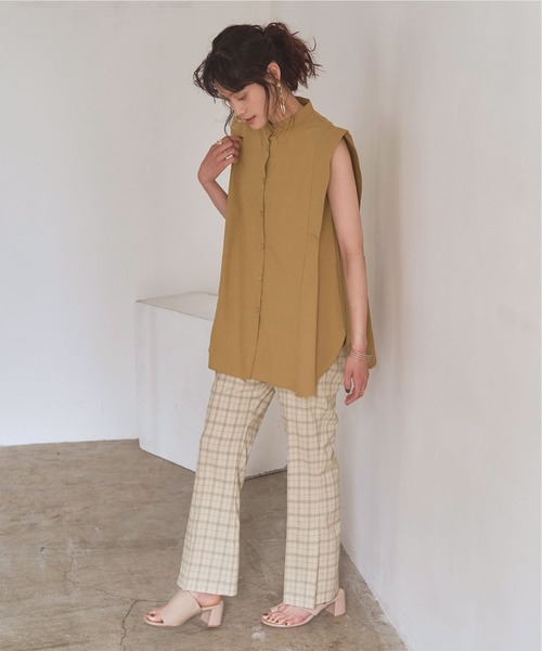 titivate（ティティベイト）の「ﾁｪｯｸ柄ｾﾐﾌﾚｱﾊﾟﾝﾂ（その他パンツ・レディース・ベージュ/グリーン・M）」の12枚目の写真