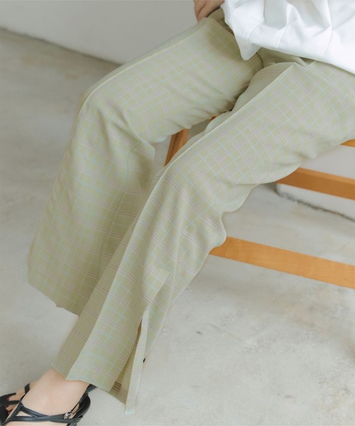 titivate（ティティベイト）の「ﾁｪｯｸ柄ｾﾐﾌﾚｱﾊﾟﾝﾂ（その他パンツ・レディース・ベージュ/グリーン・M）」の18枚目の写真