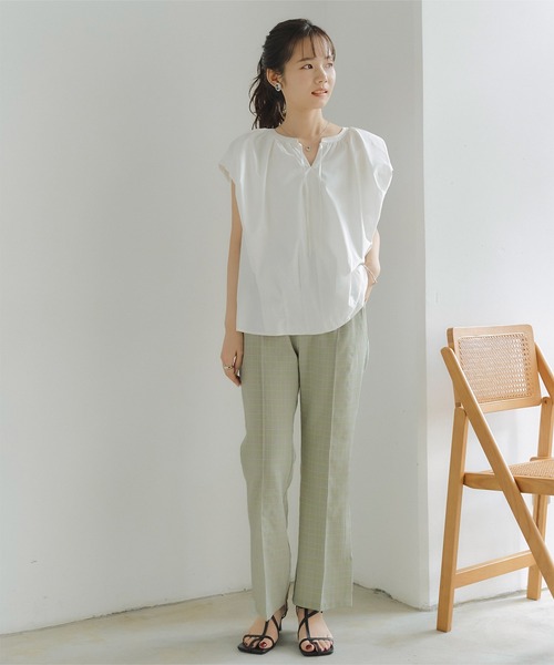 titivate（ティティベイト）の「ﾁｪｯｸ柄ｾﾐﾌﾚｱﾊﾟﾝﾂ（その他パンツ・レディース・ベージュ/グリーン・M）」の20枚目の写真