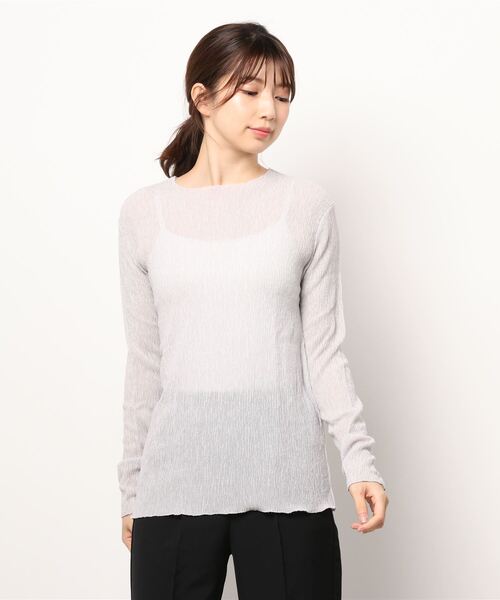 ONEME（ワンム）の「ONEME sheer L/S Tee（Tシャツ/カットソー・レディース・オフホワイト/ライトグレー・FREE）」の9枚目の写真