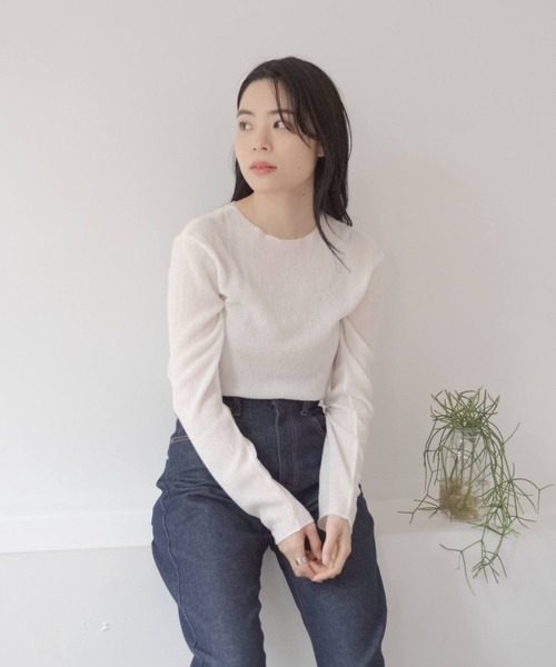 ONEME（ワンム）の「ONEME sheer L/S Tee（Tシャツ/カットソー・レディース・オフホワイト/ライトグレー・FREE）」の16枚目の写真