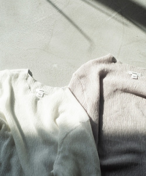 ONEME（ワンム）の「ONEME sheer L/S Tee（Tシャツ/カットソー・レディース・オフホワイト/ライトグレー・FREE）」の4枚目の写真