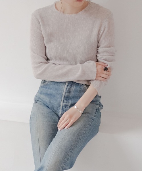 ONEME（ワンム）の「ONEME sheer L/S Tee（Tシャツ/カットソー・レディース・オフホワイト/ライトグレー・FREE）」の10枚目の写真