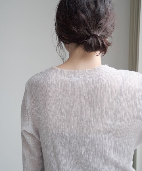 ONEME（ワンム）の「ONEME sheer L/S Tee（Tシャツ/カットソー・レディース・オフホワイト/ライトグレー・FREE）」の8枚目の写真