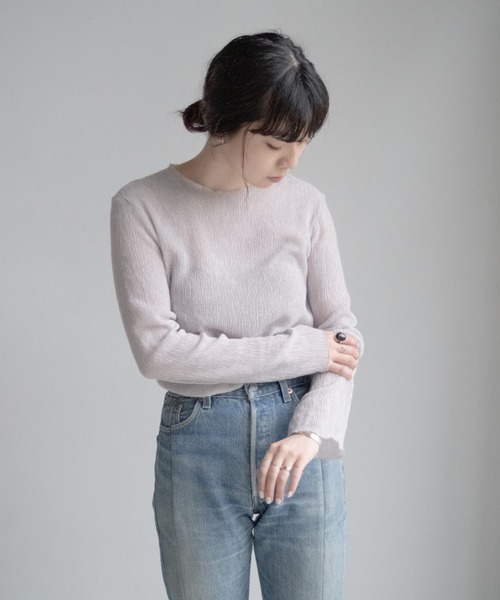 ONEME（ワンム）の「ONEME sheer L/S Tee（Tシャツ/カットソー・レディース・オフホワイト/ライトグレー・FREE）」の3枚目の写真