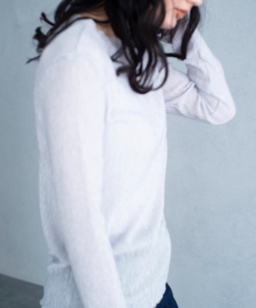 ONEME（ワンム）の「ONEME sheer L/S Tee（Tシャツ/カットソー・レディース・オフホワイト/ライトグレー・FREE）」の13枚目の写真