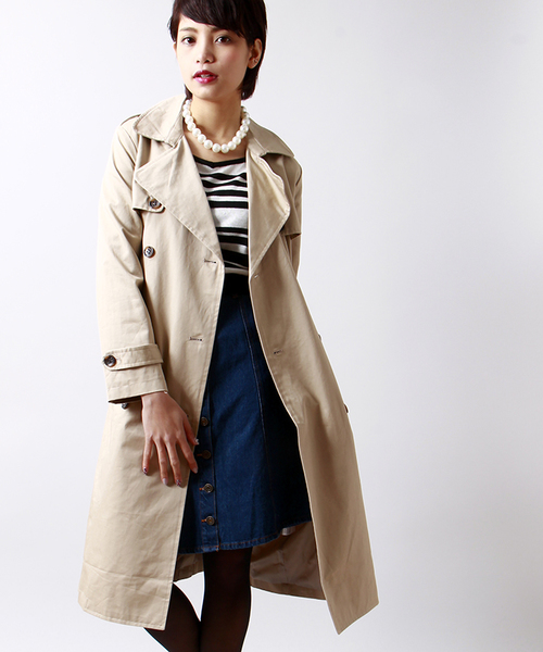 WEGO（ウィゴー）の「WEGO/マキシ丈トレンチコート（トレンチコート・レディース・ライトベージュ/インディゴブルー・FREE）」の2枚目の写真