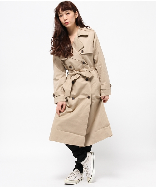 WEGO（ウィゴー）の「WEGO/マキシ丈トレンチコート（トレンチコート・レディース・ライトベージュ/インディゴブルー・FREE）」の3枚目の写真