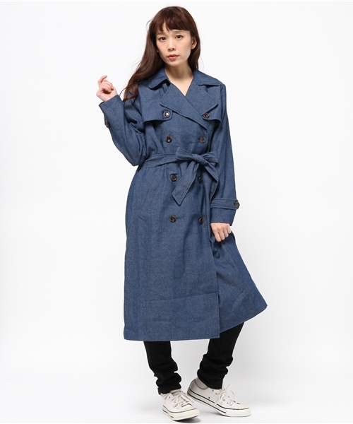 WEGO（ウィゴー）の「WEGO/マキシ丈トレンチコート（トレンチコート・レディース・ライトベージュ/インディゴブルー・FREE）」の4枚目の写真