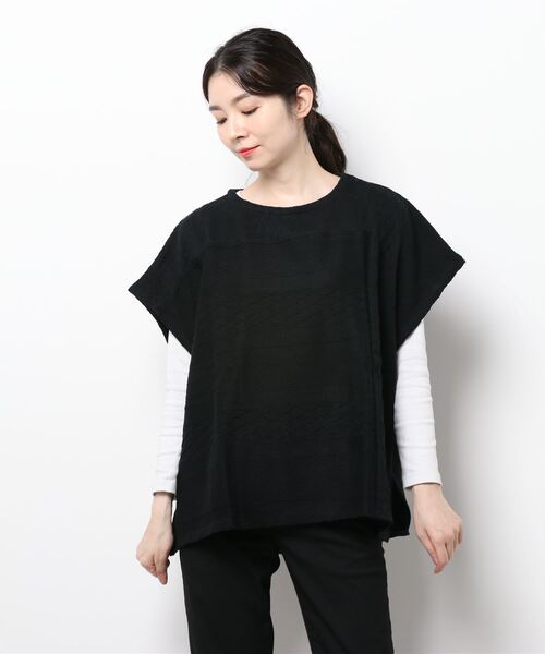 Samansa Mos2（サマンサ モスモス）の「ケーブル柄カットベスト（ベスト・レディース・ブラック/キナリ/モカ・ﾌﾘ-）」の7枚目の写真