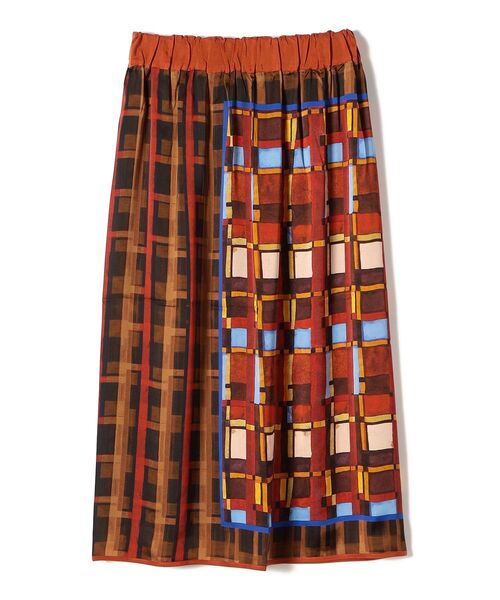 SHIPS(シップス)の「Soi-e:〈手洗い可能〉チェックパネルギャザースカート(スカート・レディース・グリーン/ブラウン・ONE SIZE)」の4枚目の写真