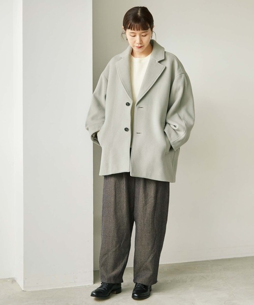 note et silence （ノートエシロンス）の「.●super120 平二重織　ショートコート（その他アウター・レディース・グレー/ライトブラウン/チャコールグレー・FREE）」の10枚目の写真