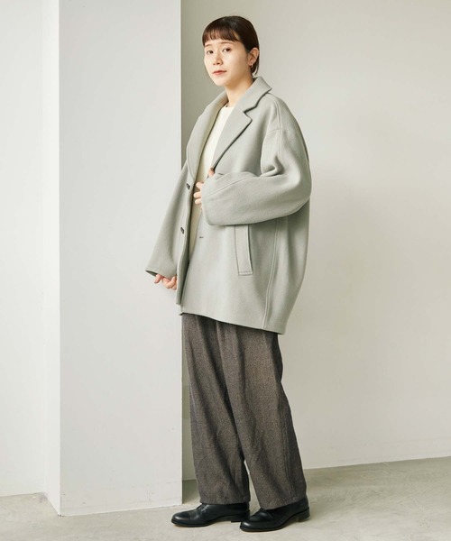 note et silence （ノートエシロンス）の「.●super120 平二重織　ショートコート（その他アウター・レディース・グレー/ライトブラウン/チャコールグレー・FREE）」の11枚目の写真