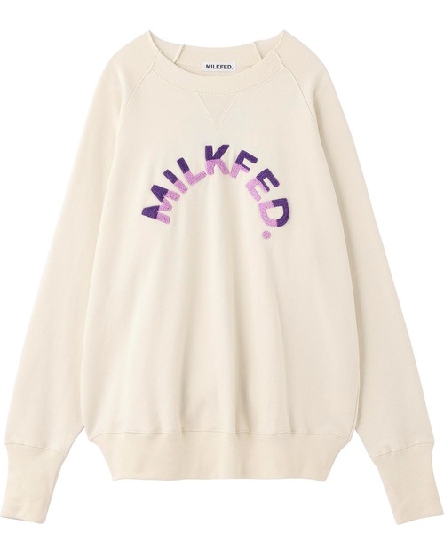 MILKFED.（ミルクフェド）の「ARCH LOGO SWEAT TOP（スウェット・レディース・ネイビー/ブラウン/オフホワイト・ONE SIZE）」の2枚目の写真