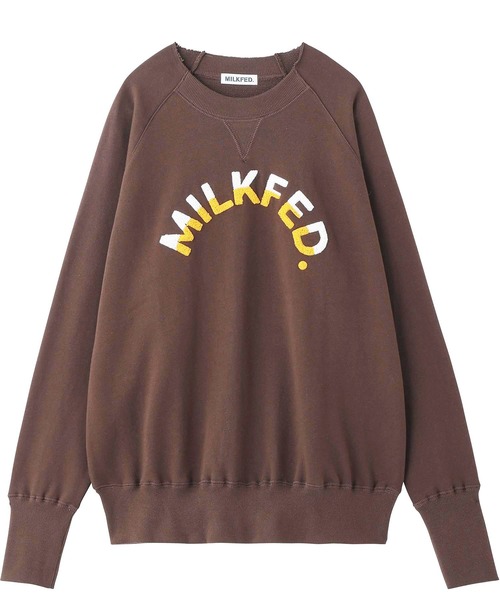 MILKFED.（ミルクフェド）の「ARCH LOGO SWEAT TOP（スウェット・レディース・ネイビー/ブラウン/オフホワイト・ONE SIZE）」の9枚目の写真