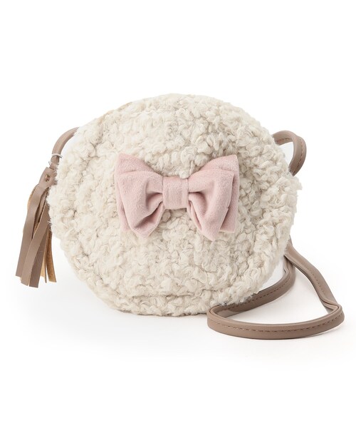 SHOO・LA・RUE（シューラルー）の「◆プードルファーリボンポシェット（ショルダーバッグ・キッズ・アイボリー/ピンク系・00）」の3枚目の写真