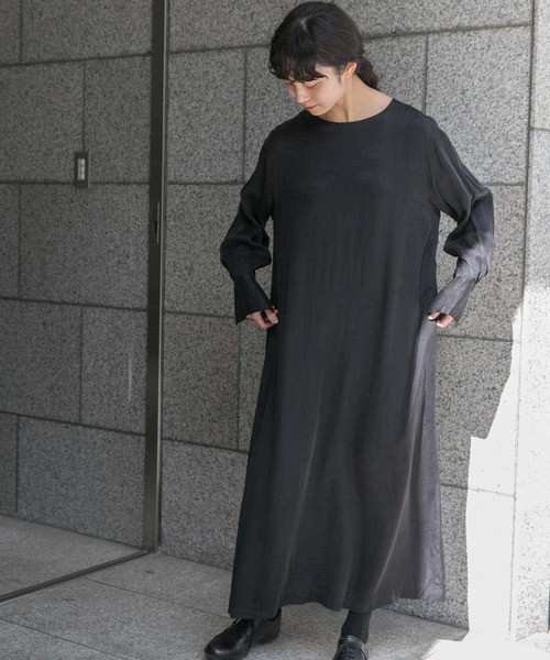 かぐれ（カグレ）の「キュプラレーヨンロングカフスワンピース 
