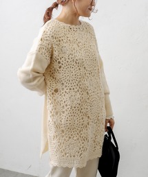 PUAL CE CIN | 【premium】カギ針編みニットチュニック(ニット/セーター)