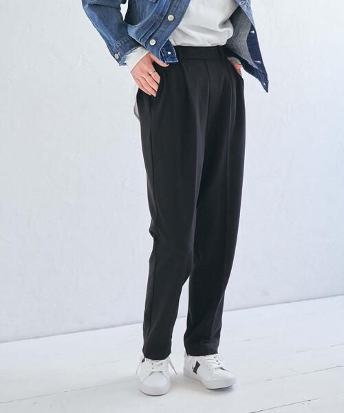 coen（コーエン）の「ポンチイージーテーパードパンツ#（スラックス・レディース・ブラック/ライトグレー/ケリー/ベージュ・MEDIUM/SMALL/LARGE）」の2枚目の写真