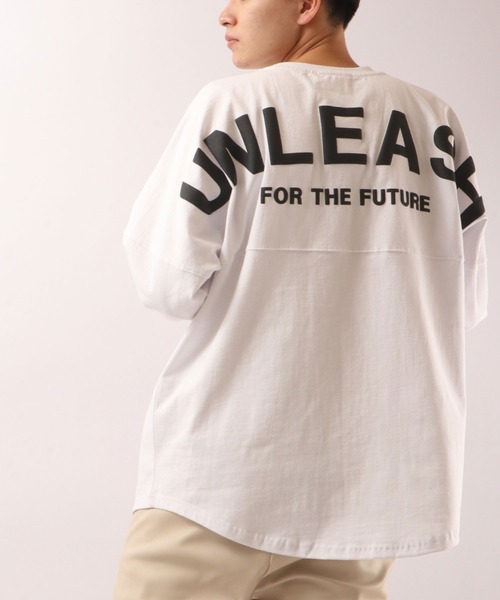 SUGGESTION(サジェッション)の「SUGGESTION ヘビーウェイト 発泡プリント ワイドシルエット ロンT(Tシャツ/カットソー・メンズ・ホワイト/ブラック/ベージュ/パープル/オレンジ/グリーン・M/L)」の2枚目の写真