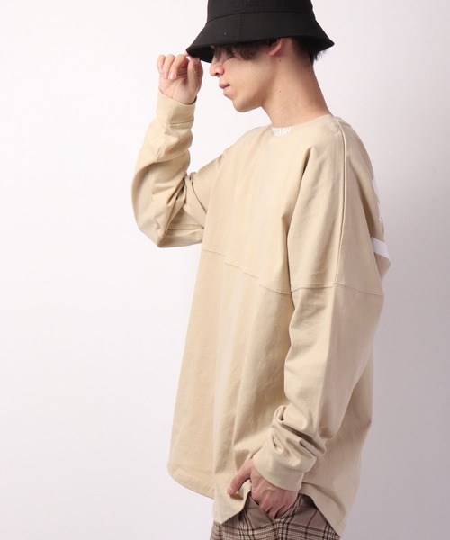 SUGGESTION(サジェッション)の「SUGGESTION ヘビーウェイト 発泡プリント ワイドシルエット ロンT(Tシャツ/カットソー・メンズ・ホワイト/ブラック/ベージュ/パープル/オレンジ/グリーン・M/L)」の8枚目の写真