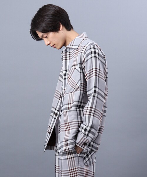 TAKEO KIKUCHI（タケオキクチ）の「◆COZY ダブルフェイス チェック カバーオール（ミリタリージャケット・メンズ・ベージュ系その他2/ネイビー系1・02/03）」の14枚目の写真