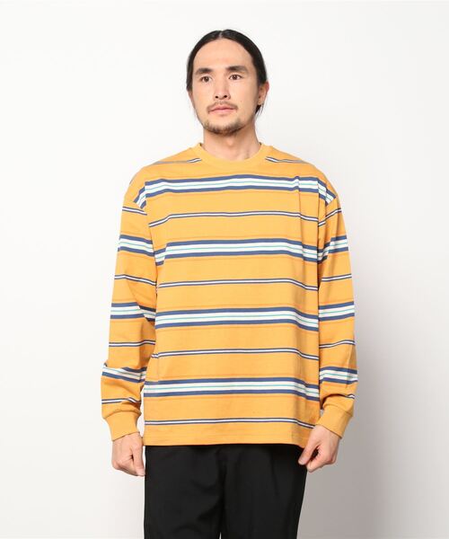 SlashDate（スラッシュデイト）の「マルチボーダーヘビーウエイトロングスリーブT/ビッグシルエット（Tシャツ/カットソー・メンズ・ホワイト/ブラック/イエロー/グリーン・M/L）」の10枚目の写真