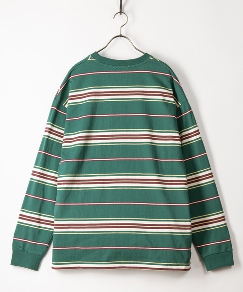 SlashDate（スラッシュデイト）の「マルチボーダーヘビーウエイトロングスリーブT/ビッグシルエット（Tシャツ/カットソー・メンズ・ホワイト/ブラック/イエロー/グリーン・M/L）」の18枚目の写真