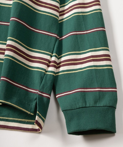 SlashDate（スラッシュデイト）の「マルチボーダーヘビーウエイトロングスリーブT/ビッグシルエット（Tシャツ/カットソー・メンズ・ホワイト/ブラック/イエロー/グリーン・M/L）」の15枚目の写真