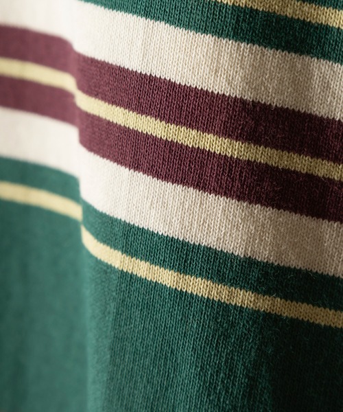 SlashDate（スラッシュデイト）の「マルチボーダーヘビーウエイトロングスリーブT/ビッグシルエット（Tシャツ/カットソー・メンズ・ホワイト/ブラック/イエロー/グリーン・M/L）」の16枚目の写真