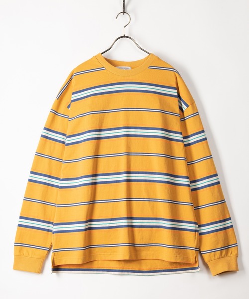 SlashDate（スラッシュデイト）の「マルチボーダーヘビーウエイトロングスリーブT/ビッグシルエット（Tシャツ/カットソー・メンズ・ホワイト/ブラック/イエロー/グリーン・M/L）」の19枚目の写真