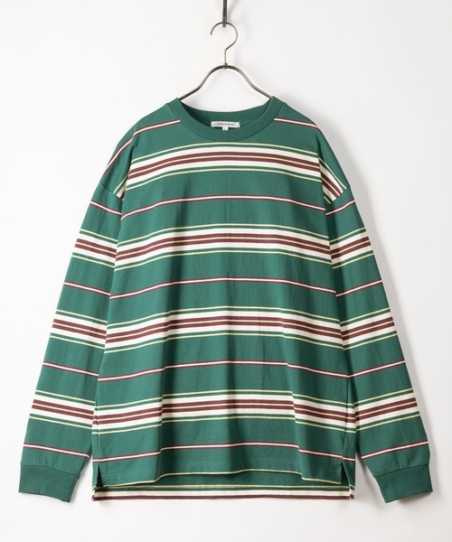 SlashDate（スラッシュデイト）の「マルチボーダーヘビーウエイトロングスリーブT/ビッグシルエット（Tシャツ/カットソー・メンズ・ホワイト/ブラック/イエロー/グリーン・M/L）」の20枚目の写真