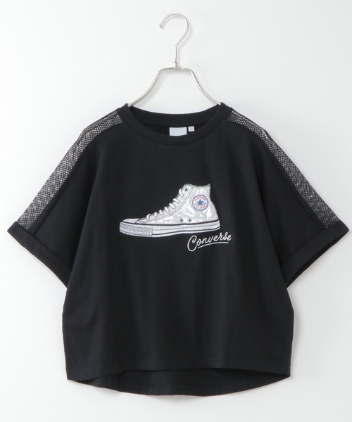 CONVERSE（コンバース）の「【キッズ】CONVERSE コンバース スニーカードルマンT（130~160cm）（Tシャツ/カットソー・キッズ・ホワイト/ブラック・130/140/150/160）」の2枚目の写真