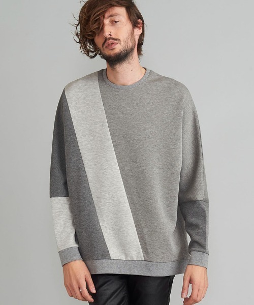 NO ID.（ノーアイディ）の「msw1071- ﾎﾞﾝﾃﾞｨﾝｸﾞ切替ﾄﾞﾙﾏﾝｽﾘｰﾌﾞC-N-ﾌﾟﾙｵｰﾊﾞ（スウェット・メンズ・ベージュ/ダークグリーン/グレー/ブラック・1/2）」の2枚目の写真