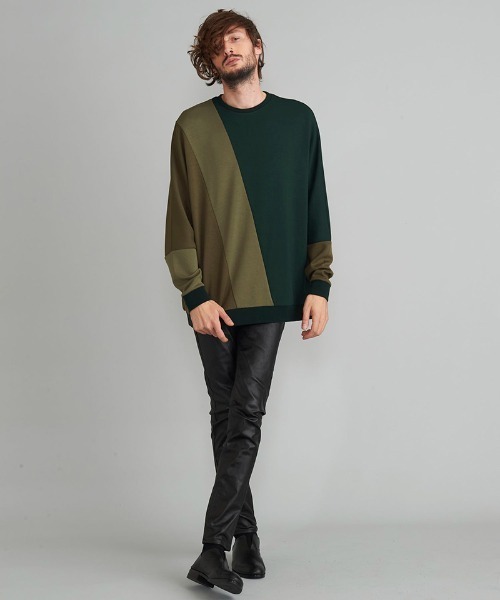 NO ID.（ノーアイディ）の「msw1071- ﾎﾞﾝﾃﾞｨﾝｸﾞ切替ﾄﾞﾙﾏﾝｽﾘｰﾌﾞC-N-ﾌﾟﾙｵｰﾊﾞ（スウェット・メンズ・ベージュ/ダークグリーン/グレー/ブラック・1/2）」の17枚目の写真