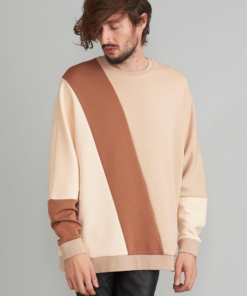 NO ID.（ノーアイディ）の「msw1071- ﾎﾞﾝﾃﾞｨﾝｸﾞ切替ﾄﾞﾙﾏﾝｽﾘｰﾌﾞC-N-ﾌﾟﾙｵｰﾊﾞ（スウェット・メンズ・ベージュ/ダークグリーン/グレー/ブラック・1/2）」の11枚目の写真