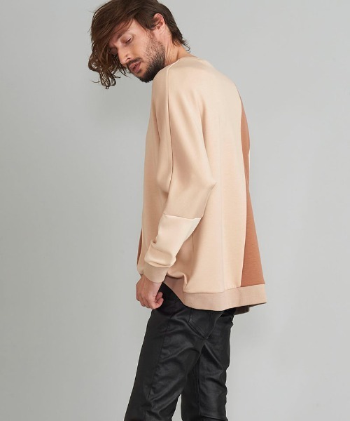 NO ID.（ノーアイディ）の「msw1071- ﾎﾞﾝﾃﾞｨﾝｸﾞ切替ﾄﾞﾙﾏﾝｽﾘｰﾌﾞC-N-ﾌﾟﾙｵｰﾊﾞ（スウェット・メンズ・ベージュ/ダークグリーン/グレー/ブラック・1/2）」の5枚目の写真