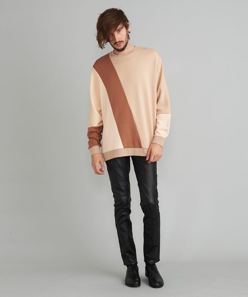 NO ID.（ノーアイディ）の「msw1071- ﾎﾞﾝﾃﾞｨﾝｸﾞ切替ﾄﾞﾙﾏﾝｽﾘｰﾌﾞC-N-ﾌﾟﾙｵｰﾊﾞ（スウェット・メンズ・ベージュ/ダークグリーン/グレー/ブラック・1/2）」の7枚目の写真