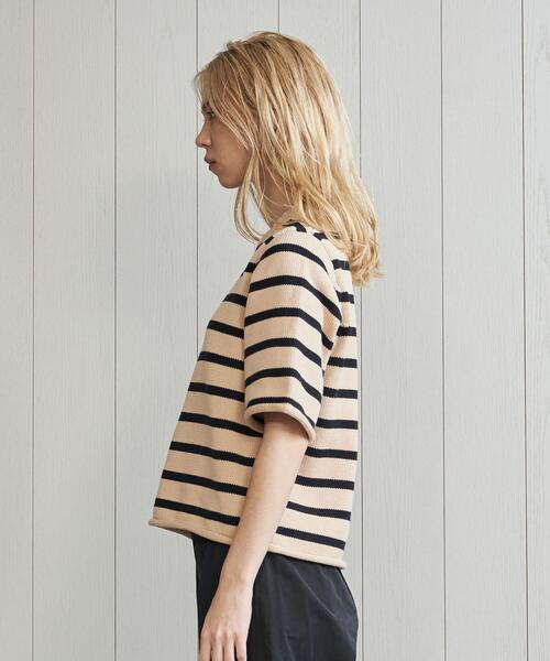 DEMYLEE(デミリー)の「<DEMYLEE>BORDER SHORT SLLEVE KNIT/ニット(ニット/セーター・レディース・ネイビー・S)」の3枚目の写真