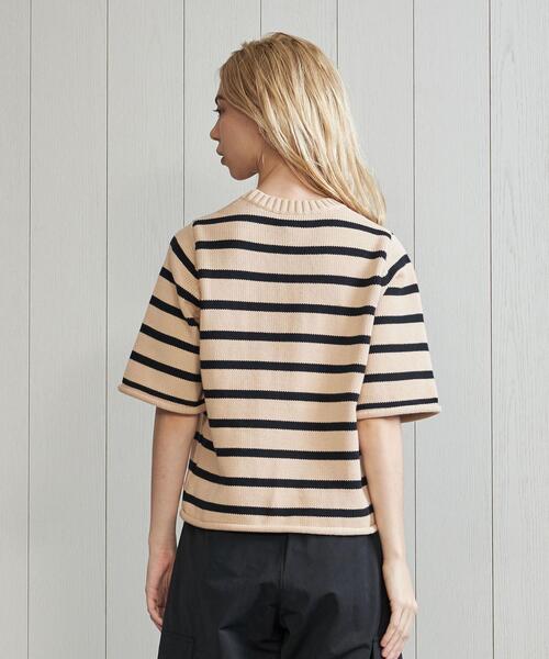 DEMYLEE(デミリー)の「<DEMYLEE>BORDER SHORT SLLEVE KNIT/ニット(ニット/セーター・レディース・ネイビー・S)」の4枚目の写真