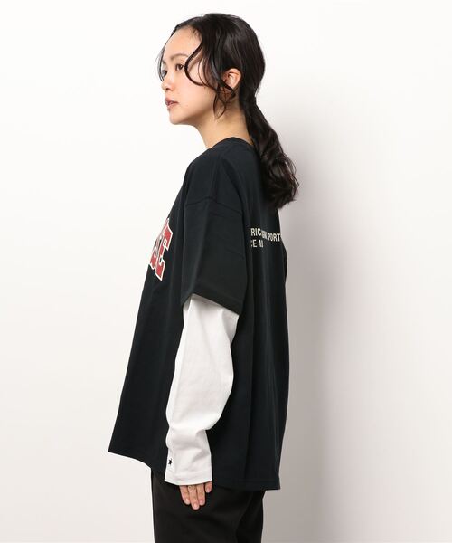 CONVERSE（コンバース）の「【CONVERSE】フェイクレイヤードロンＴ（Tシャツ/カットソー・レディース・グリーン/ホワイト/ブラック・M/L）」の7枚目の写真