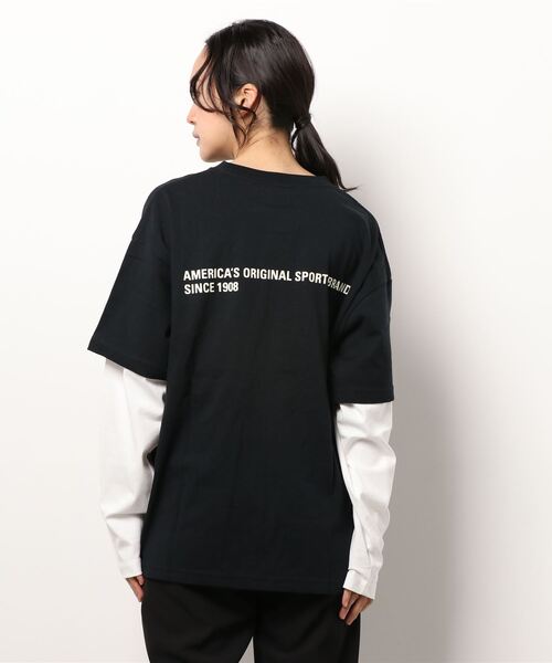 CONVERSE（コンバース）の「【CONVERSE】フェイクレイヤードロンＴ（Tシャツ/カットソー・レディース・グリーン/ホワイト/ブラック・M/L）」の5枚目の写真