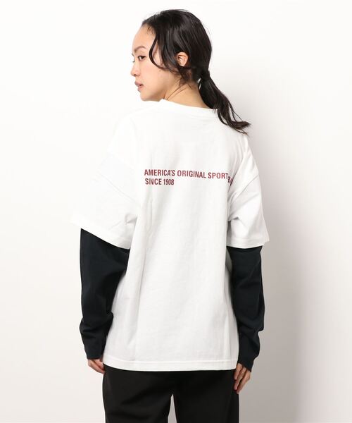 CONVERSE（コンバース）の「【CONVERSE】フェイクレイヤードロンＴ（Tシャツ/カットソー・レディース・グリーン/ホワイト/ブラック・M/L）」の4枚目の写真