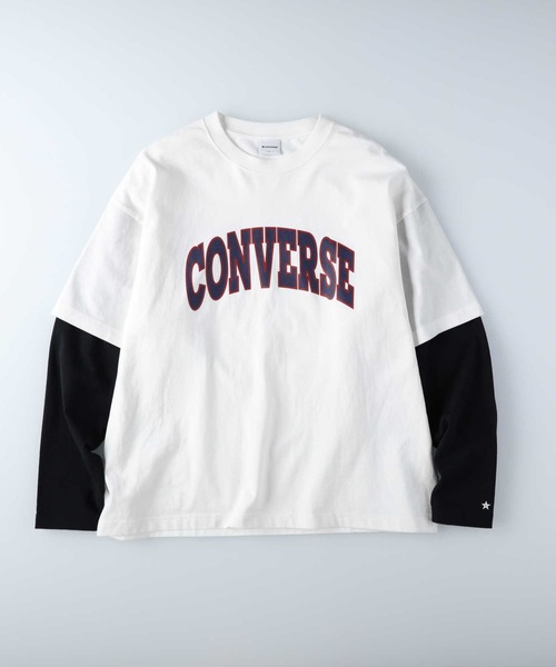 CONVERSE（コンバース）の「【CONVERSE】フェイクレイヤードロンＴ（Tシャツ/カットソー・レディース・グリーン/ホワイト/ブラック・M/L）」の18枚目の写真