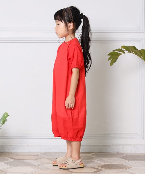 MAKE YOUR DAY(メイクユアデイ)の「コクーンシルエットワンピース■80~140cm(ワンピース・キッズ・チャコールグレー/レッド・130/90/110/120/100/140/80)」の3枚目の写真