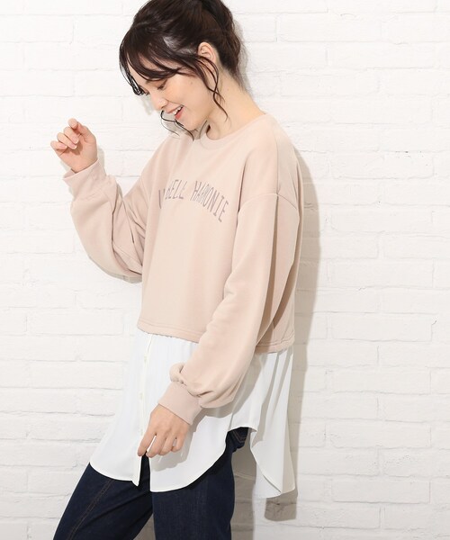 Cutie Blonde(キューティーブロンド)の「◆【S-L】レイヤード風チュニック(スウェット・レディース・チャコールグレー/グリーン/ライトベージュ・01/02/03)」の15枚目の写真