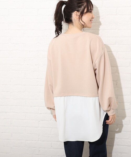 Cutie Blonde(キューティーブロンド)の「◆【S-L】レイヤード風チュニック(スウェット・レディース・チャコールグレー/グリーン/ライトベージュ・01/02/03)」の16枚目の写真