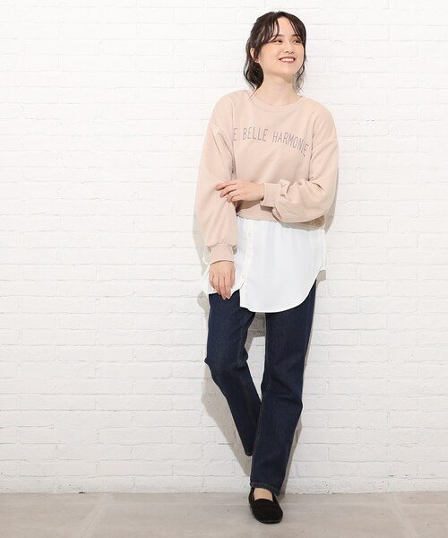 Cutie Blonde(キューティーブロンド)の「◆【S-L】レイヤード風チュニック(スウェット・レディース・チャコールグレー/グリーン/ライトベージュ・01/02/03)」の17枚目の写真