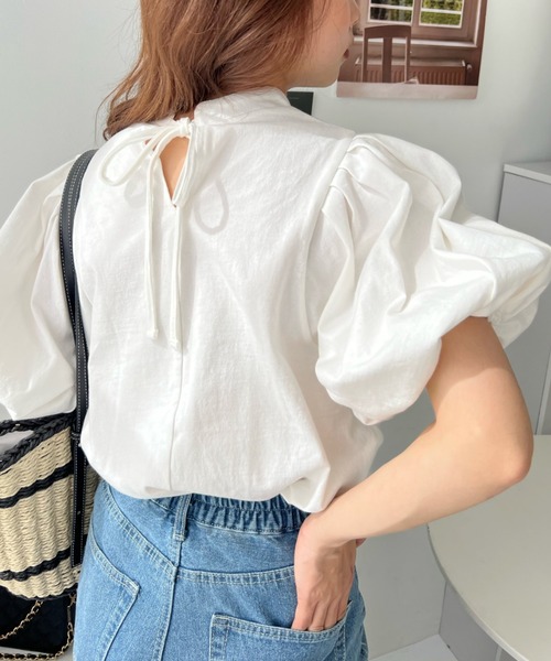 moment+（モーメントプラス）の「【累計販売枚数1万枚突破！】バックリボンパフスリーブ半袖Tシャツ（Tシャツ/カットソー・レディース・杢グレー/ブラック/グレイッシュベージュ/オフホワイト/ベージュ/ブラック系その他/グレー・L/M）」の11枚目の写真