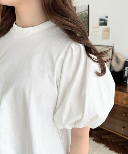 moment+（モーメントプラス）の「【累計販売枚数1万枚突破！】バックリボンパフスリーブ半袖Tシャツ（Tシャツ/カットソー・レディース・杢グレー/ブラック/グレイッシュベージュ/オフホワイト/ベージュ/ブラック系その他/グレー・L/M）」の16枚目の写真